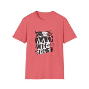 Patriotic T-Shirt - Waving with Strength, 4th July Independence Day, Veterans Day, Comfortable Everyday Tee