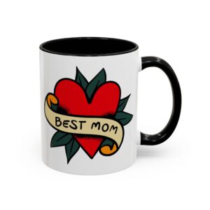 Best Mom Accent Coffee Mug - Gift for Mother's Day, Coffee Lover, Cute Home Decor, Tea, Personalized Mug, Floral Design