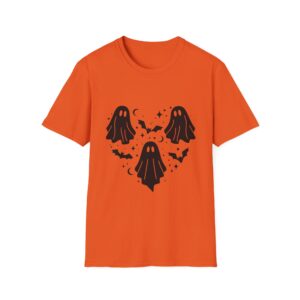 ghostly heart unisex softstyle t shirt, halloween shirt, spooky tee, ghost lover gift, fall fashion