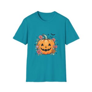 halloween pumpkin t shirt, unisex fall shirt, cute halloween tee, floral autumn apparel, spooky season outfit, pumpkin lover gift