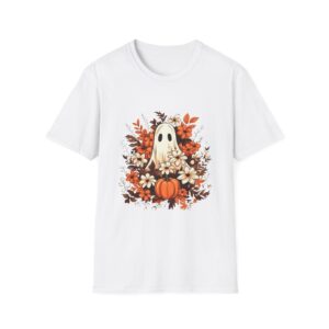 fall ghost floral unisex t shirt, halloween tee, autumn apparel, casual shirt, gift for nature lovers