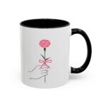 elegant floral accent coffee mug | hand drawn flower design | gift for mom, friend, birthday, valentine's day, tea lovers