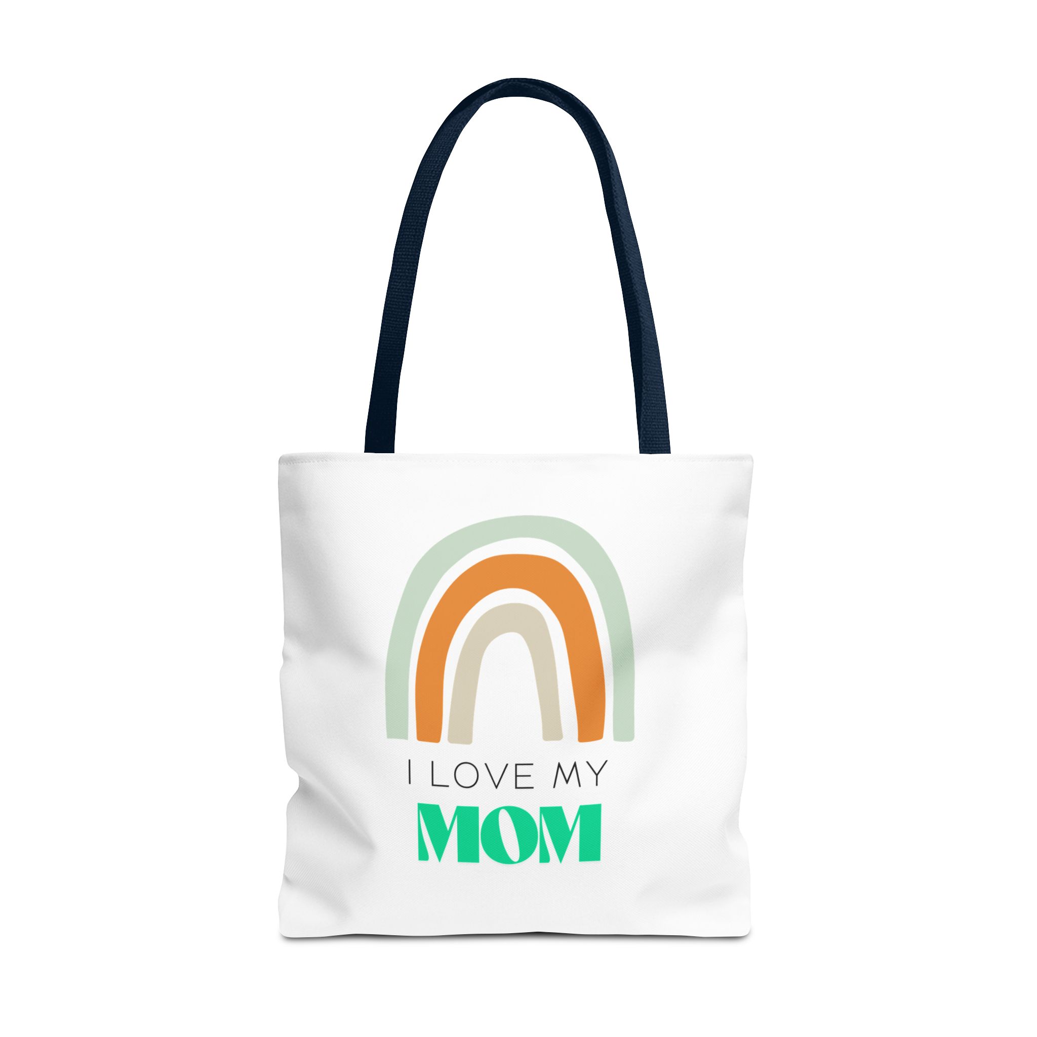 i love my mom rainbow tote bag, gift for mom, mother's day, reusable shopping bag, eco friendly tote, family outing accessory
